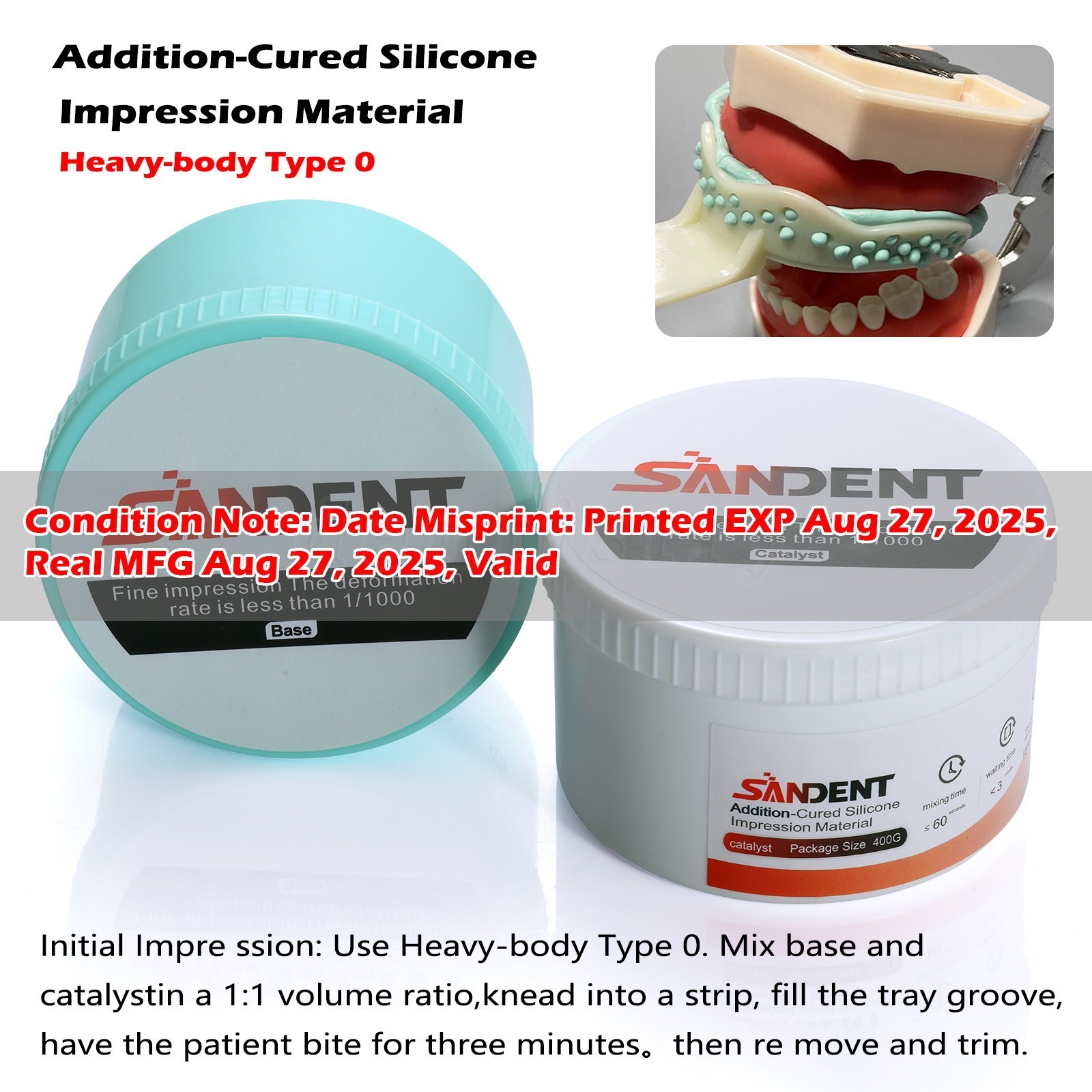 Dental Putty Fast Set PVS VPS Impression Material Silicon Hydrophilic 2x 400g US