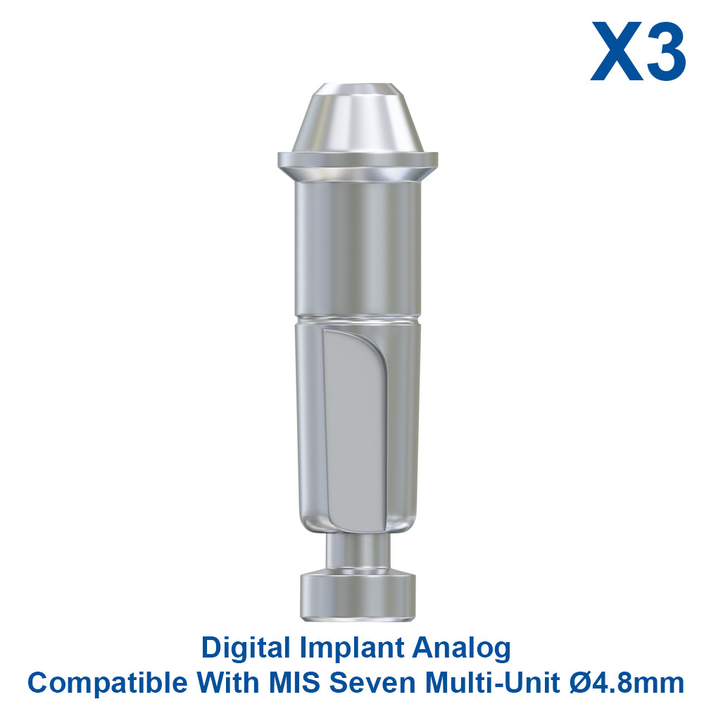 3x Digital Model Fixture Analog CAD/CAM Compatible With MIS Multi-Unit Ø4.8mm