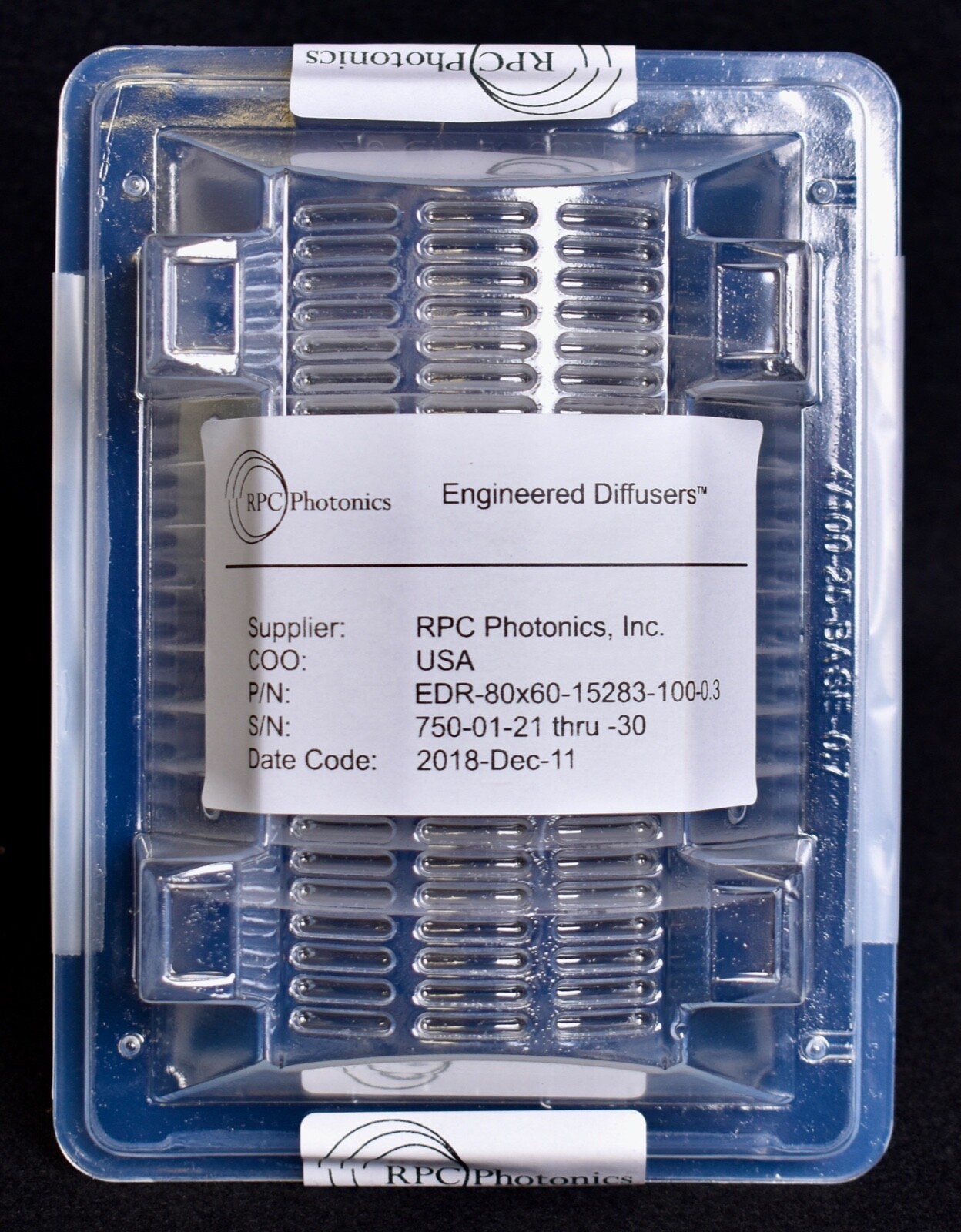 10 Count RPC Photonics Engineered Diffusers Polymer on Glass EDR 80×60 100mm