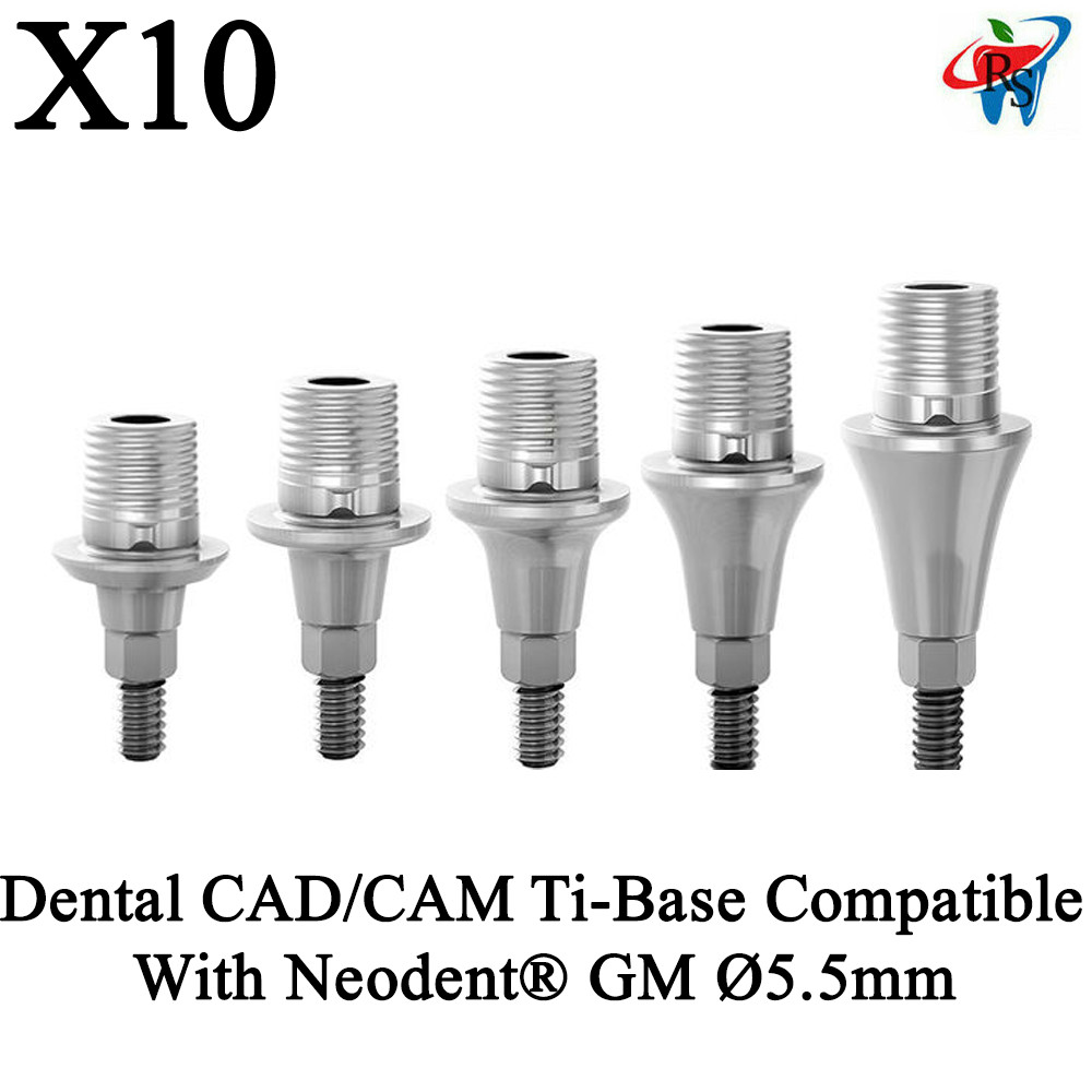 10pcs Dental CAD/CAM Anti Rotational Ti Base Compatible With Neodent® GM Ø5.5mm