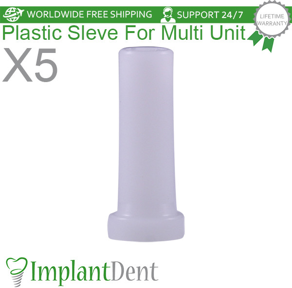 x5 Plastic Sleeve For Straight/Angled Multi Unit 1.6mm Abutment Overdenture