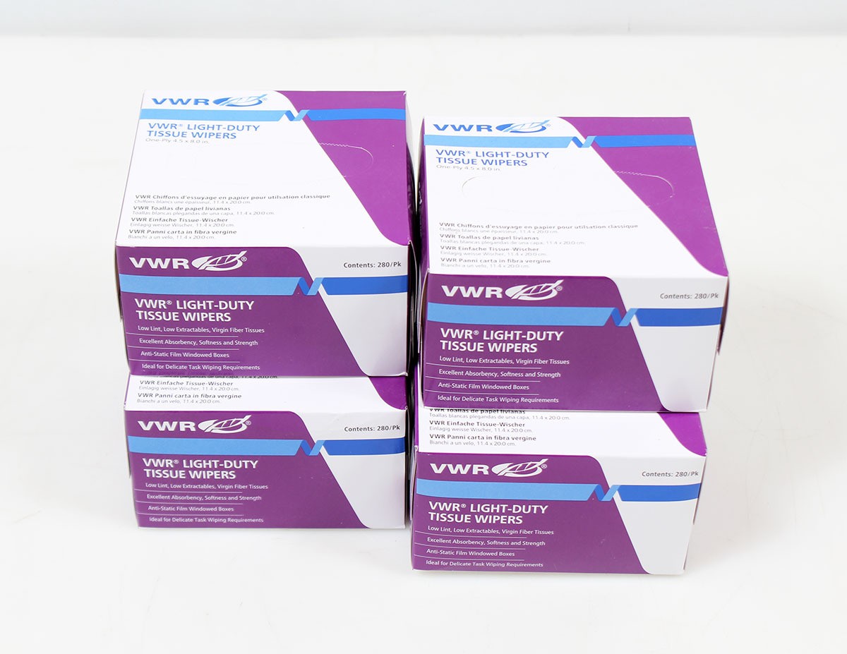 VWR 82003-820 Light Duty Tissue Wipers – Lot of 4 Boxes x 280 Sheets Each –