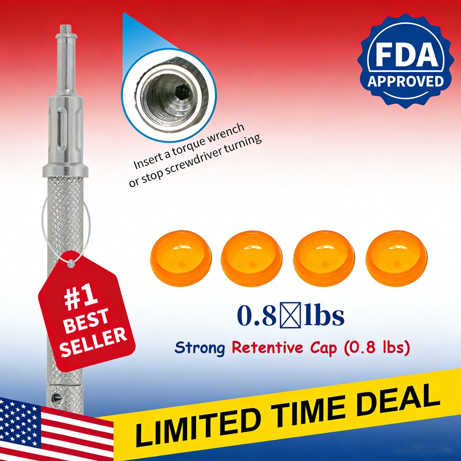 For Zest Locator Overdenture Retention Cap Set & Core Tool Insertion Removal Kit
