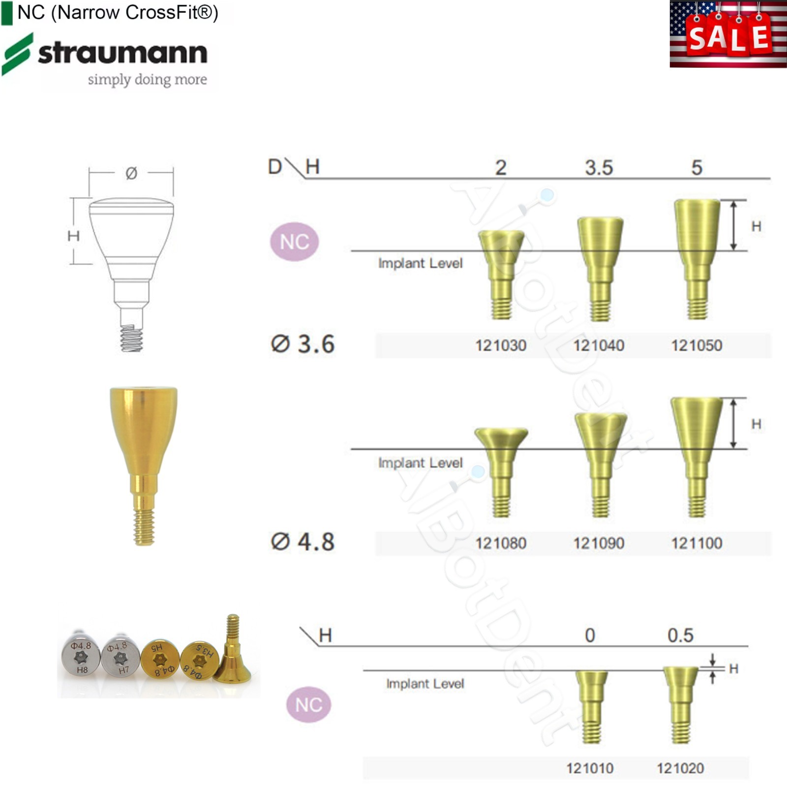 Dental NC Healing Abutment & Closure Cover Screw Straumann Bone Level BLT Ø3.3