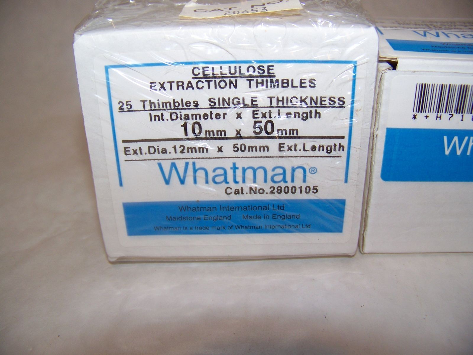 WHATMAN Cellulose Extraction Thimbles Single Thickness OD 12mm x 50mm Free Ship!
