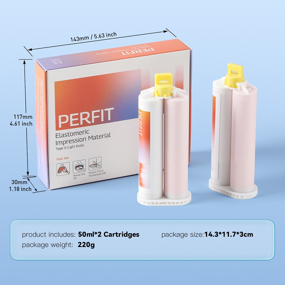 AZDENT Dental Impression Material Putty Light Body Fast/Normal Set 50ml*2