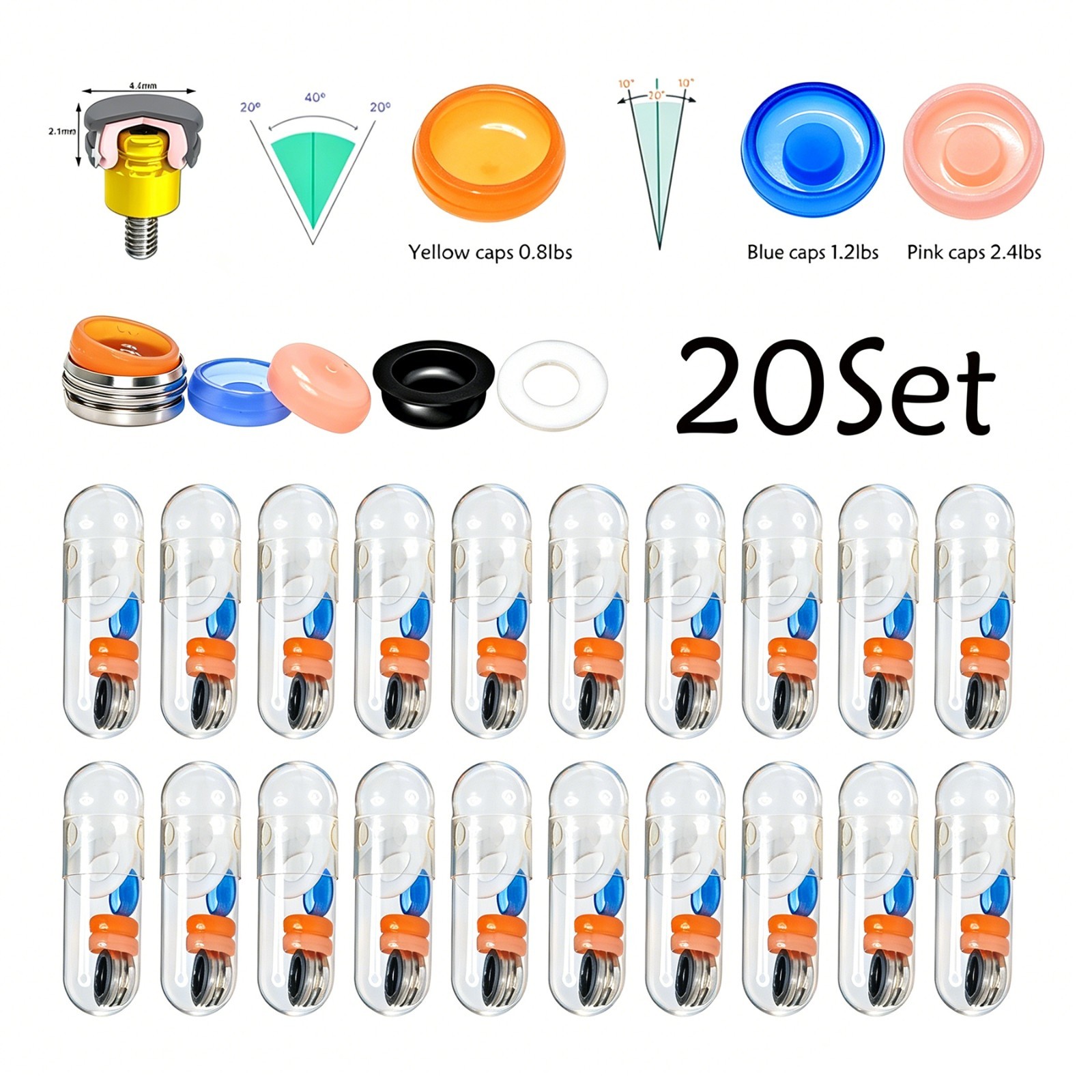 US Dental 5Pcs/set Overdenture Attachment Locator Retention Cap Male Cap Inserts