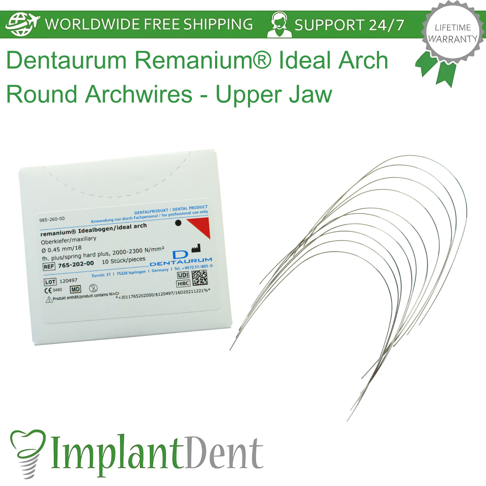 Dental Dentaurum Remanium Ideal Arch Maxillary (Upper Jaw) Round Archwires
