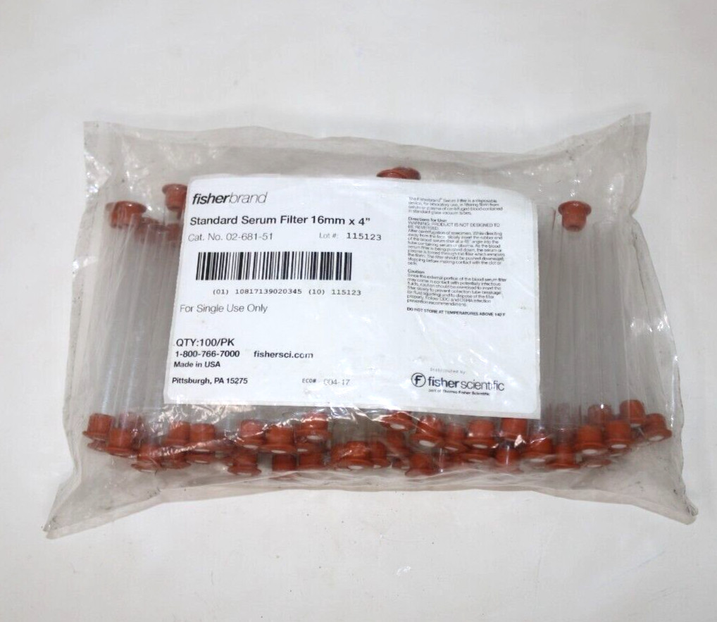 Fisherbrand Standard Serum Filters 16mm x 4″ 100 Pack Single Use