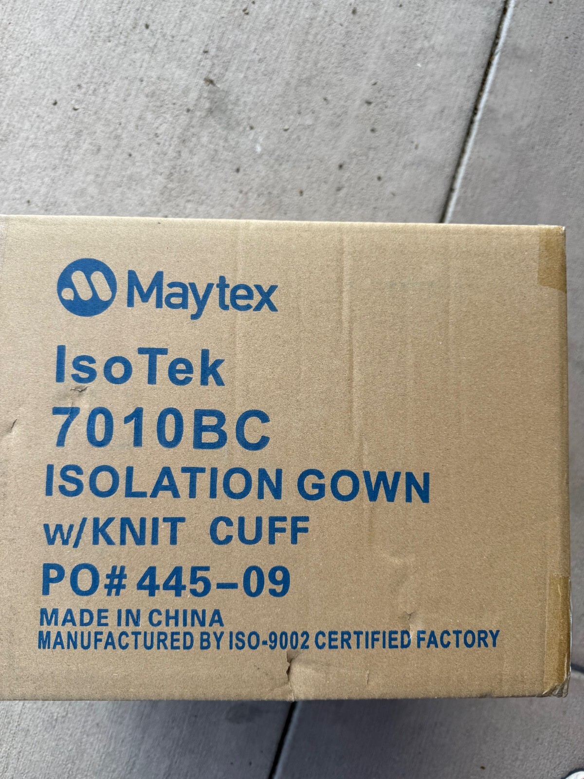MAYTEX Isolation Gown BLUE Knitt Cuffed Neck and Waist Tied One Size 7010BC