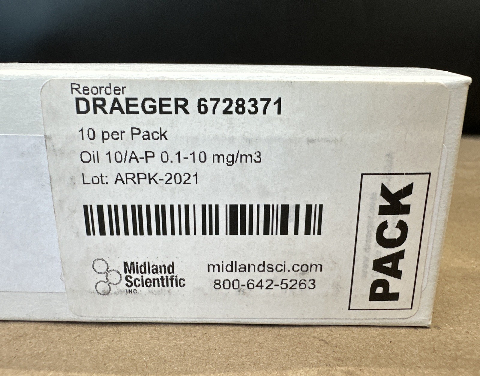 BRAND NEW 10/Box- Drager Rohrchen Aerotest Tubes 6728371 Oil 10/a-P 0.1-1.0mg/m3