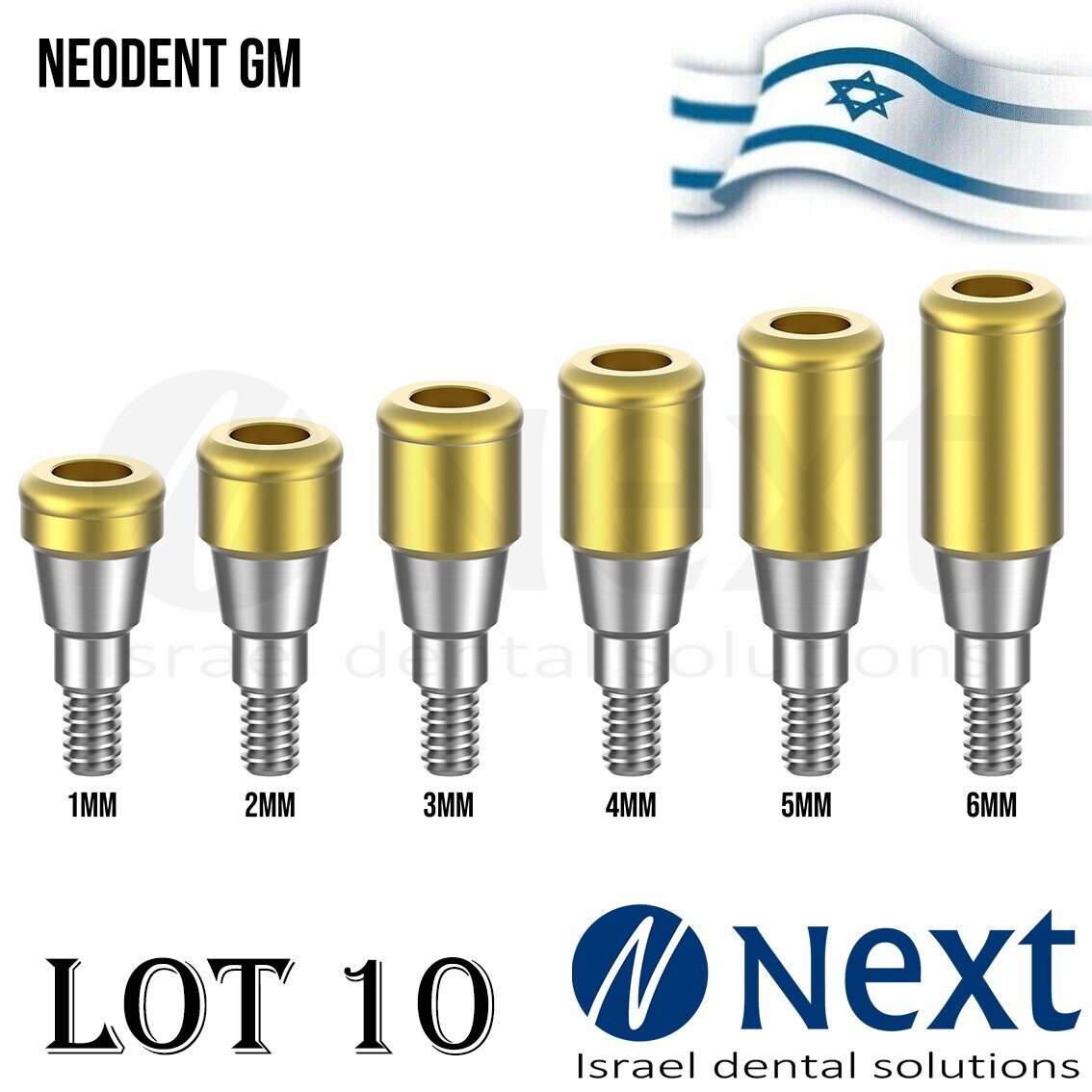 LOTx10 Dental Abutment Flat attachment Neo Dent GM Grand Morse conical 1-6 mm