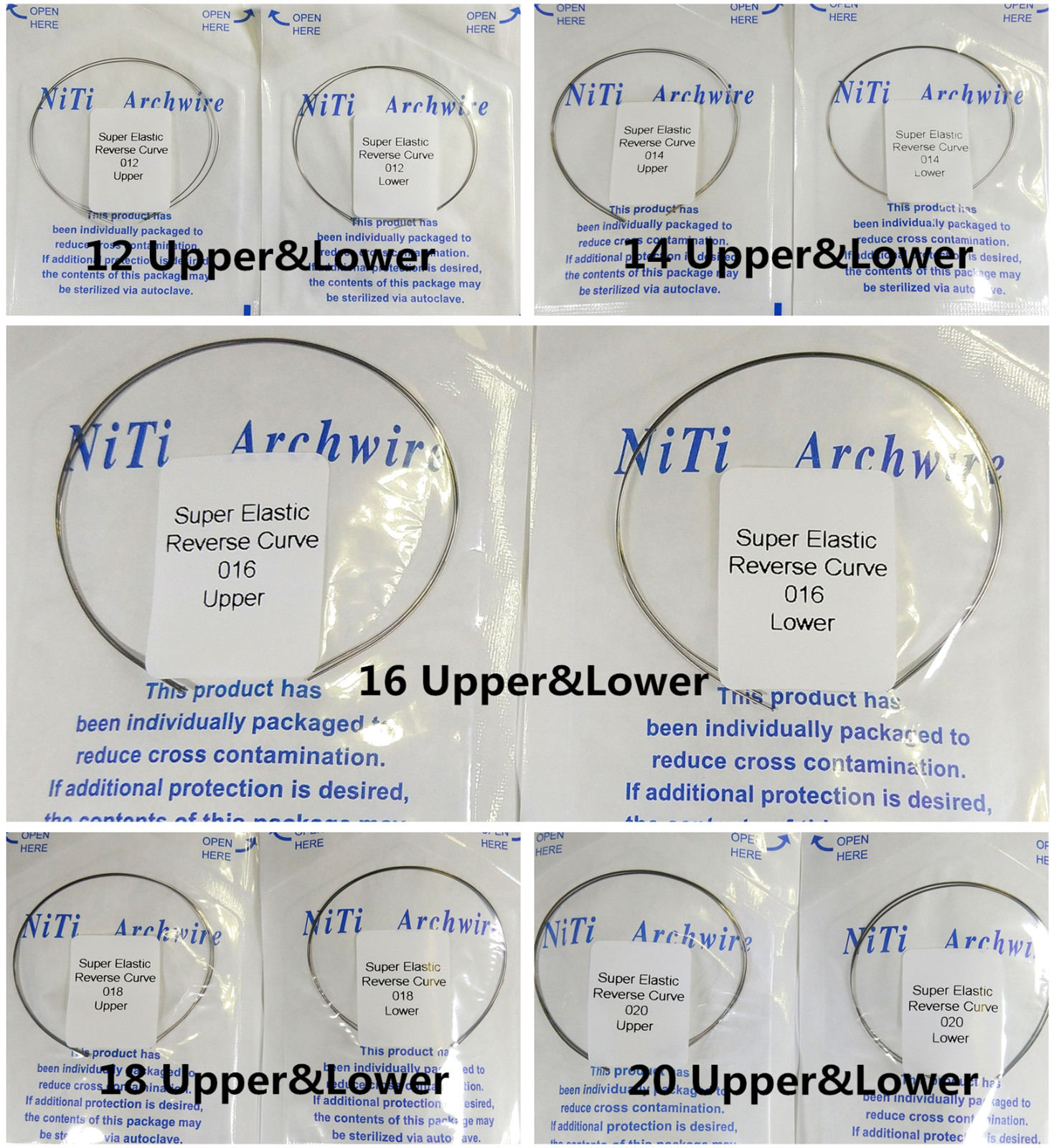10Pack Dental Orthodontic Arch Wire Reverse Curve Round Niti Super Elastic 12-20