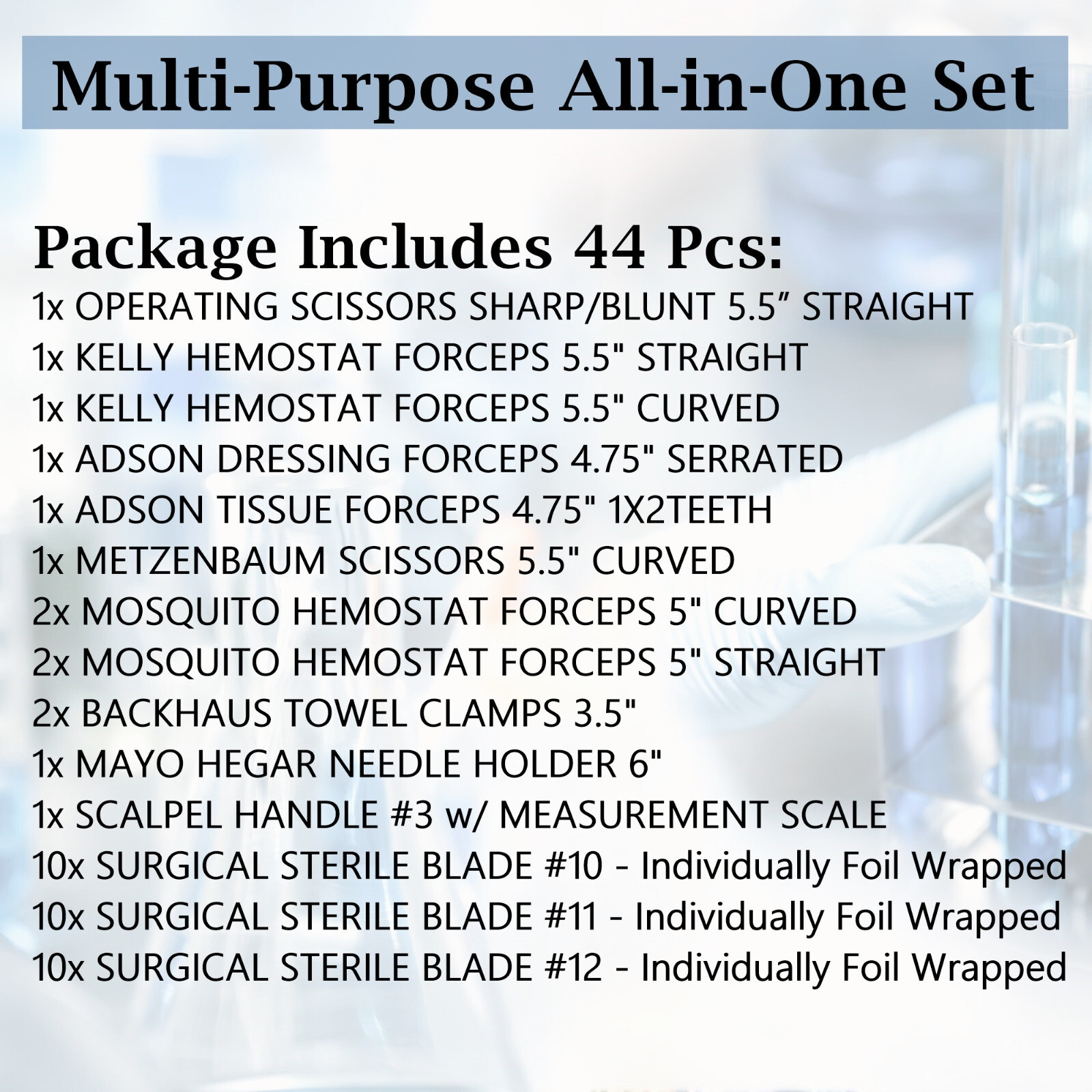 NEW Minor Surgery Suture First Aid Kit, Medical VET Trauma Survival Pack – 44 Pc