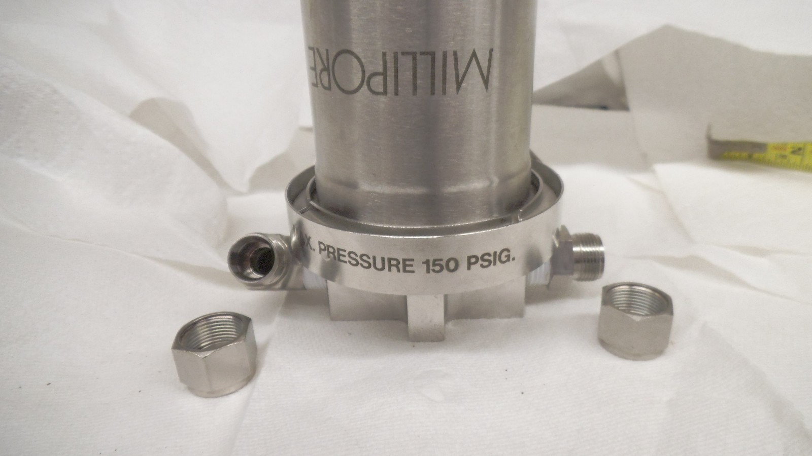 Millipore Stainless 40 stack filter housing, 150 PSI, with clamp, filter, used