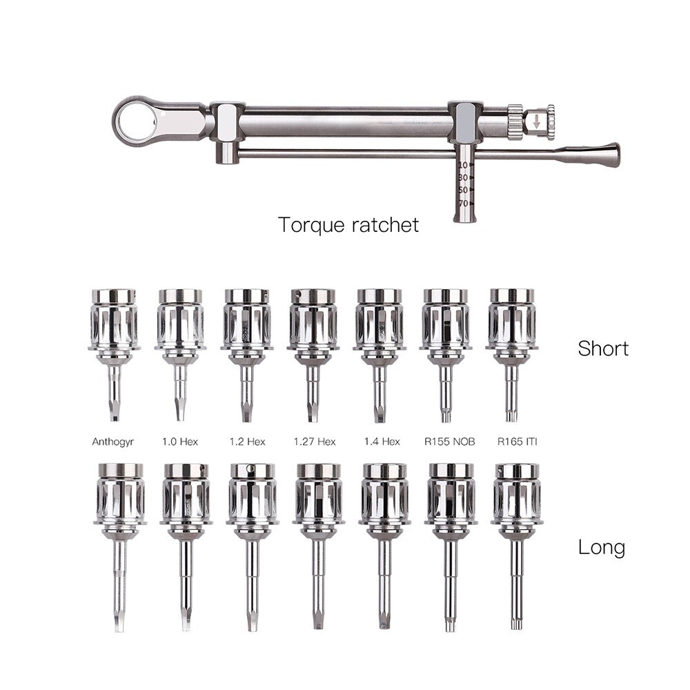 Dental Implant Wrench Ratchet 10-70NCM with Drivers&Screwdriver Kit Reapir Tool