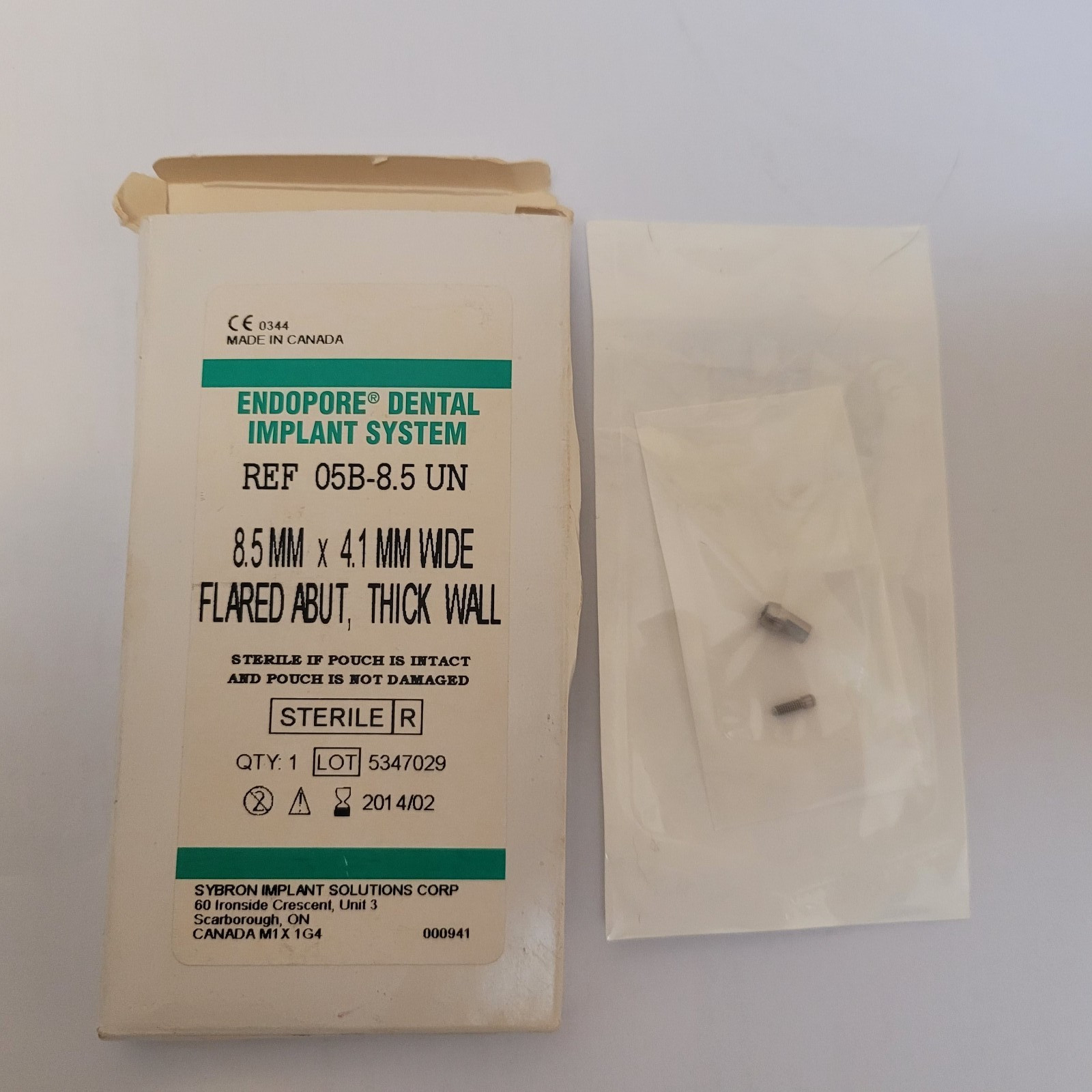 Endopore Dental Implant Abutment 8.5mm x 4.1mm Wide Flared Abut Thick Wall REF 0