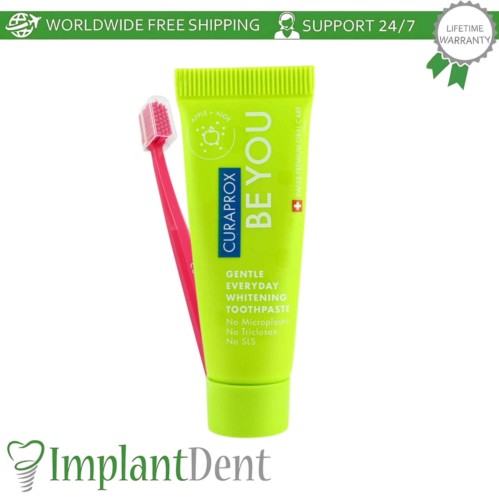 Dental 6 Flavor Whitening Toothpaste and Ultra Soft Toothbrush Pack Curaprox
