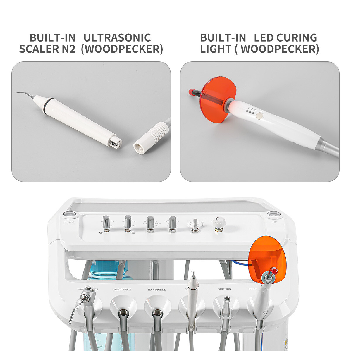 Dental Portable Delivery Unit System Suction Air Compressor Cart Motor 4 Hole