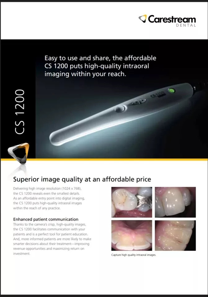 Carestream Compact & Easy Handling CS 1200 Intraoral Camera 6‐LED System.