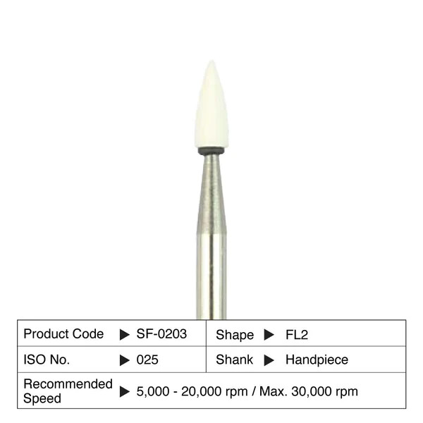 Dental Abbrasives-12 pc.Dura-White AluminumOxide Stones:Shank HP/Shape FL2 Shofu