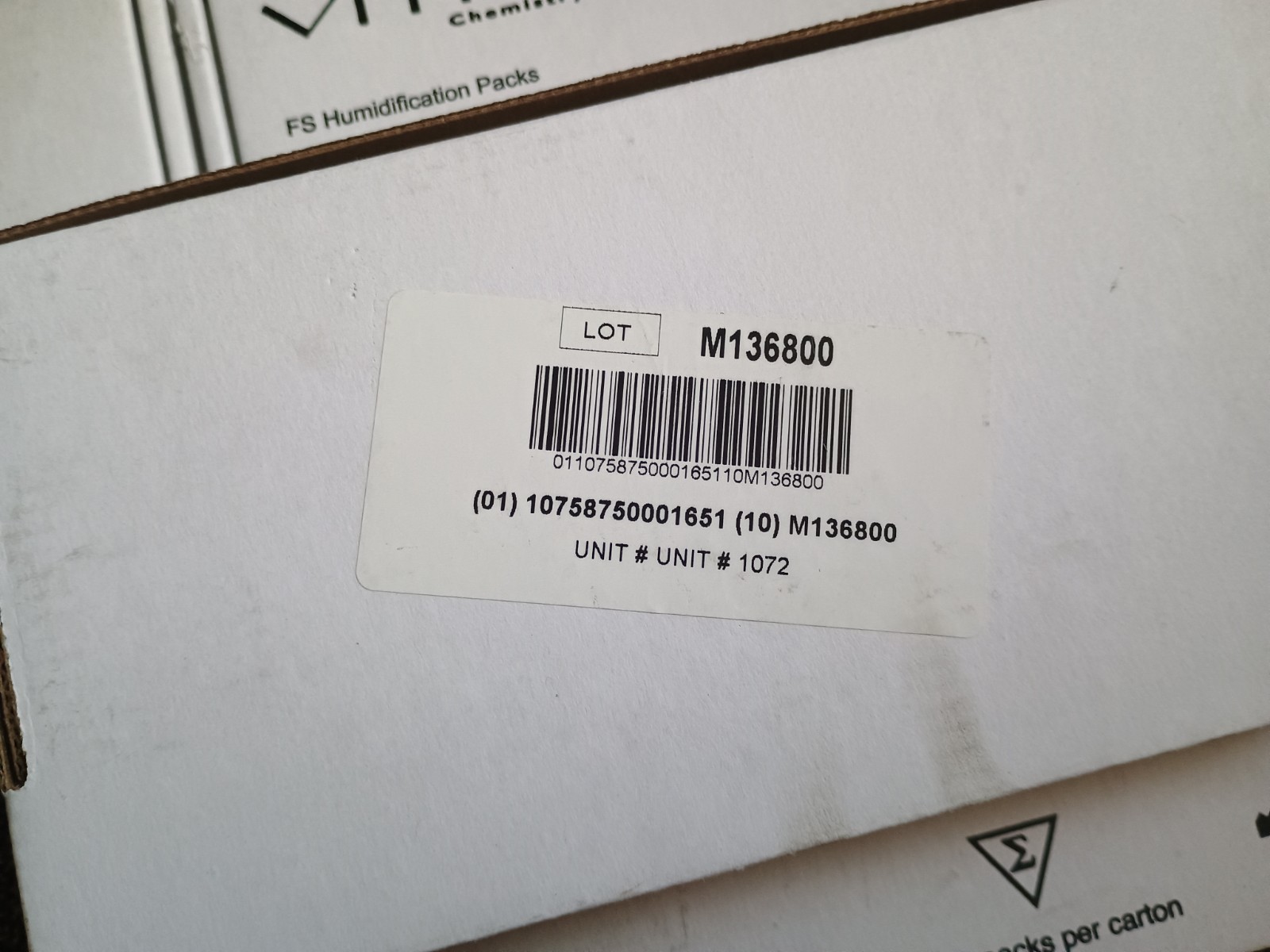 Vitros Products FS Humidification Packs Ref 680 1892 24 Pack 4 Boxes