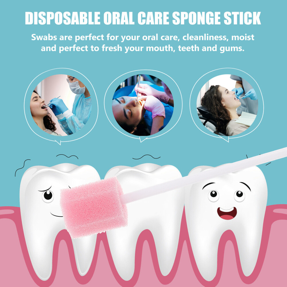 200/400Pcs Red Disposable Oral Care Cleaning Sponge Sticks Tooth Mouth Swabs USA