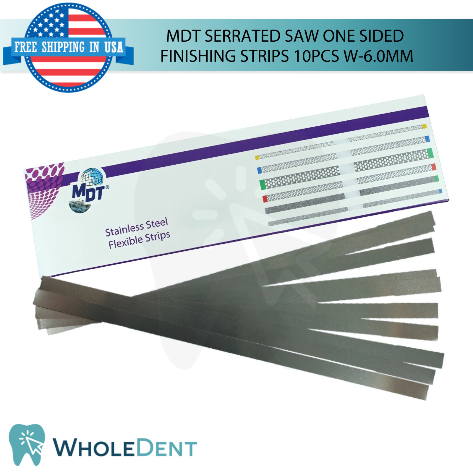 10pcs Dental MDT Serrated Saw One Sided Finishing Strips W6.0mm Contouring