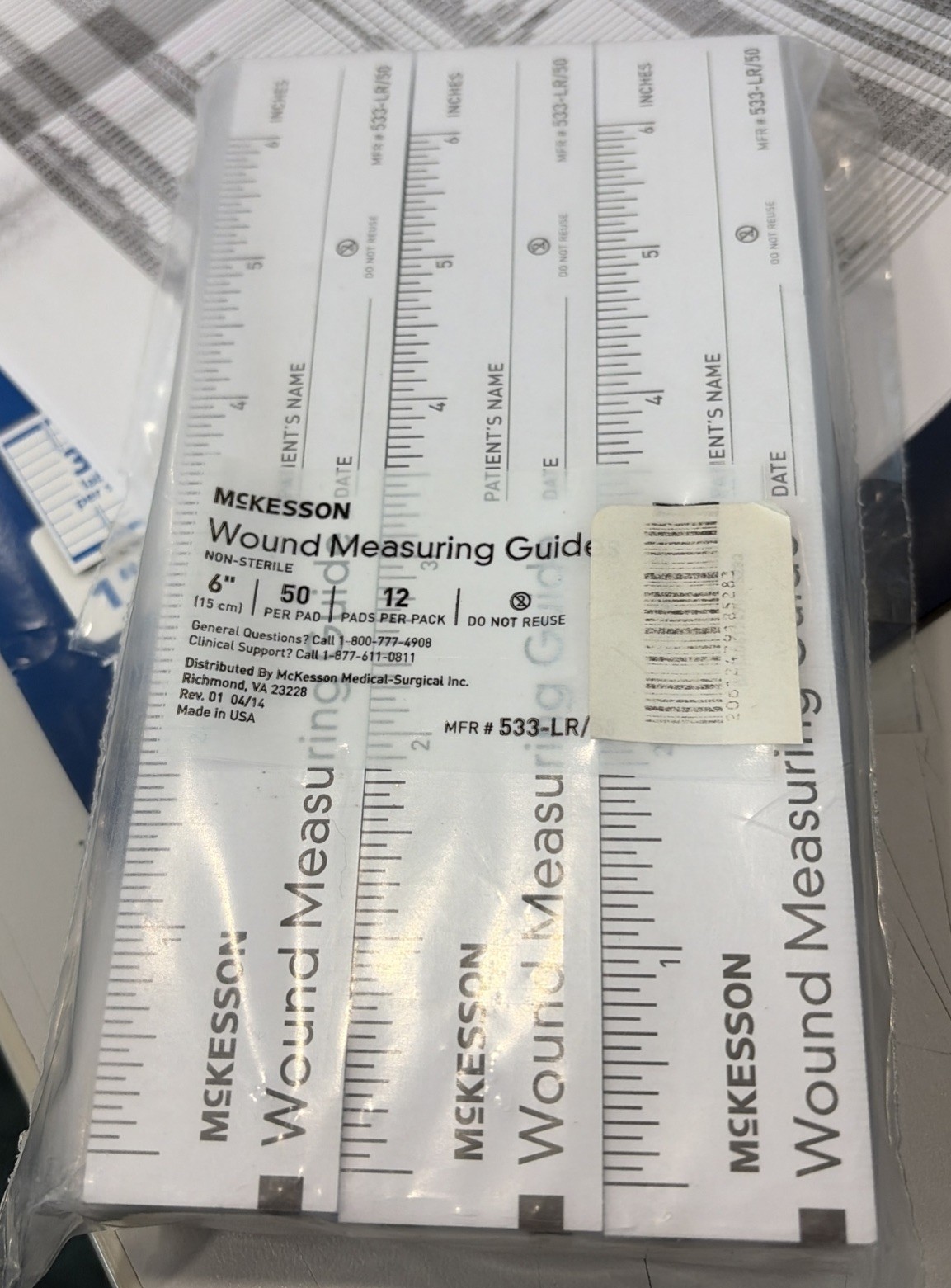 McKesson Paper Wound Measuring Guide, 6 Inches, Non-Sterile, 50 Count, 533-LR/50