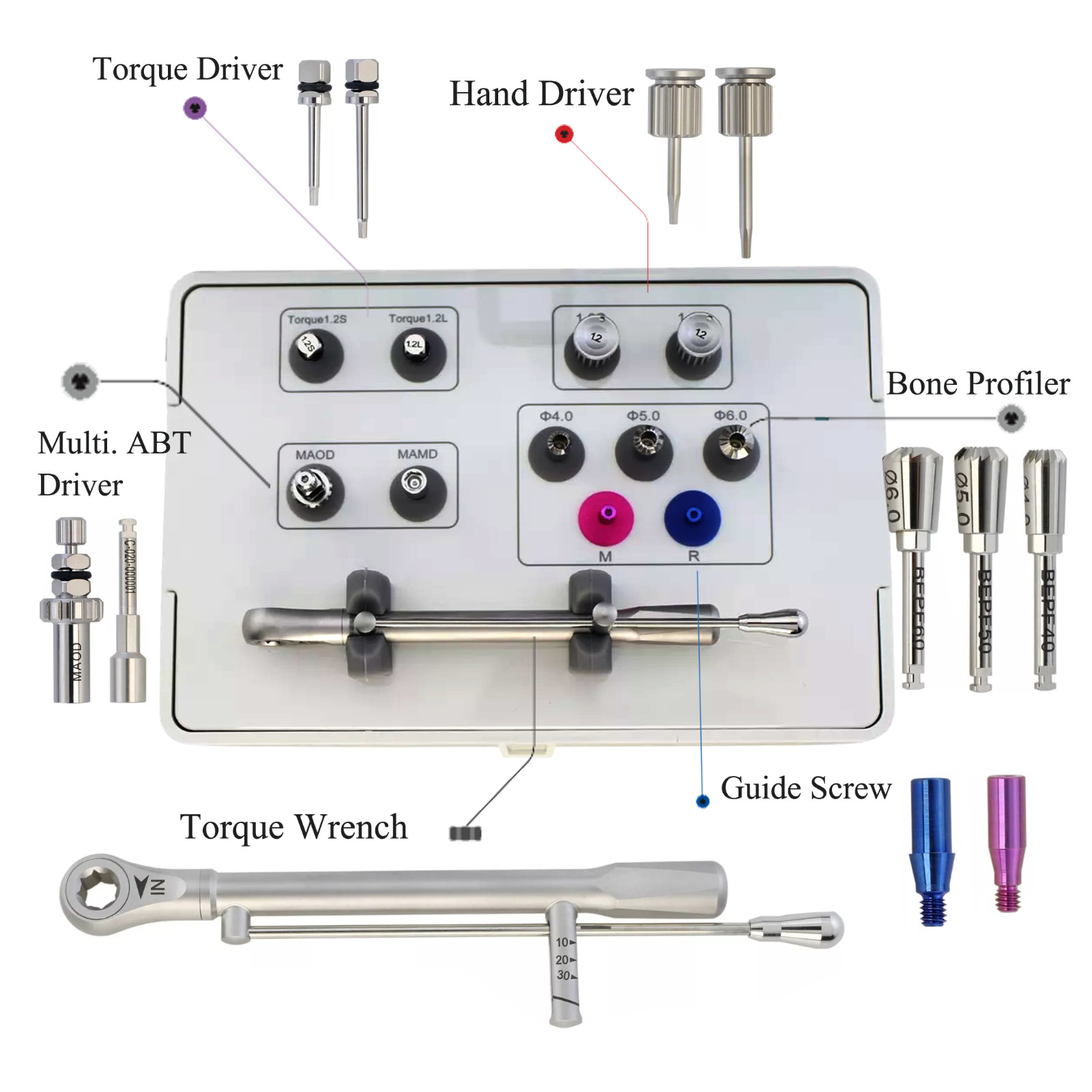 Implant Hiossen OSSTEM Prosthetic Kit Bone Profilers Torque Wrench Drivers Guide