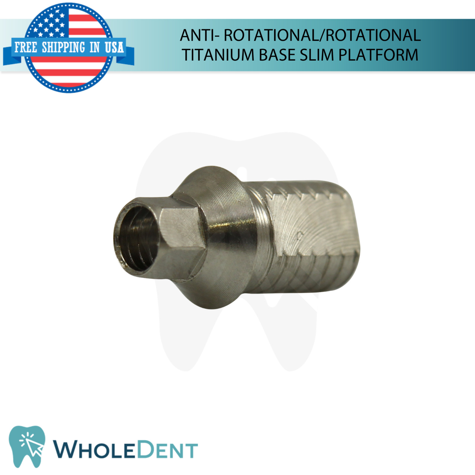 5x Dental Anti-Rotational / Rotational Titanium Base Slim Platform Int Hex 2mm