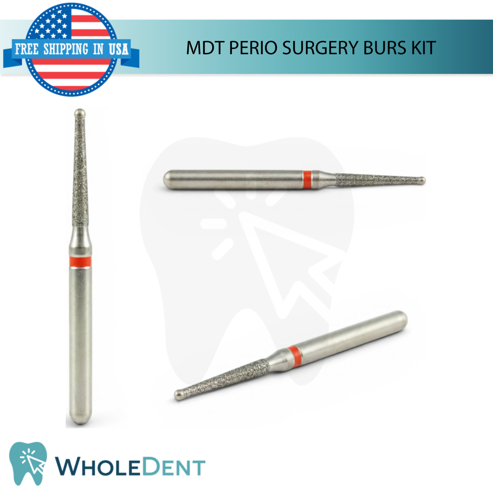MDT Perio Dental Burs Kit 13Pc Stainless Steel Diamond Coated B0ne Shaping Tool