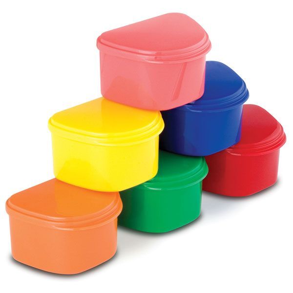 Plasdent Denture Box – Assorted Chroma Colored 12/Bx. Plastic with Hinged Lid