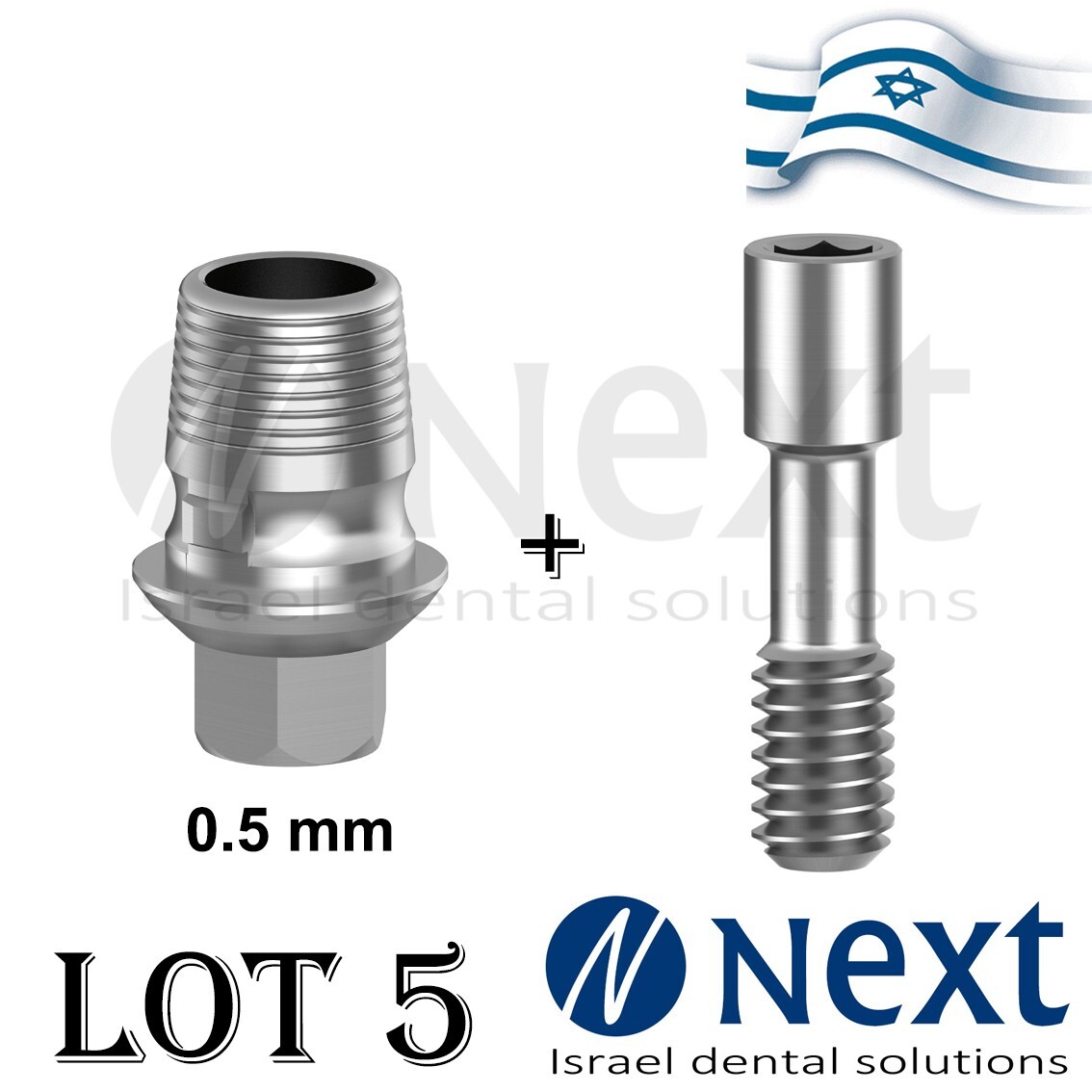 Lot x 5 Internal hex T Base CAD CAM Mis Sirona fit concave 0.5 mm hex