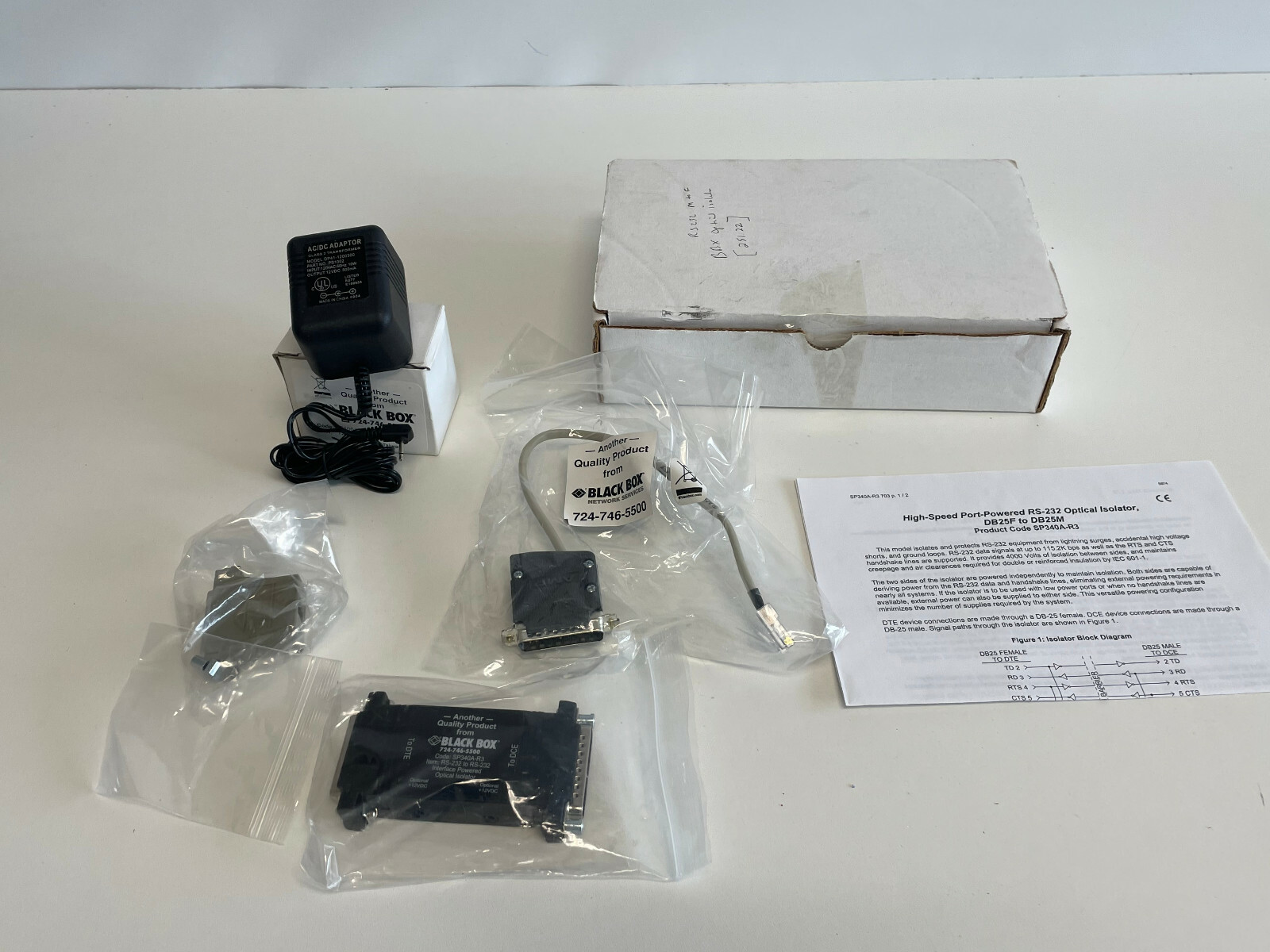 JJ2: Black Box RS232 Interface Powered Optical Isolator Kit