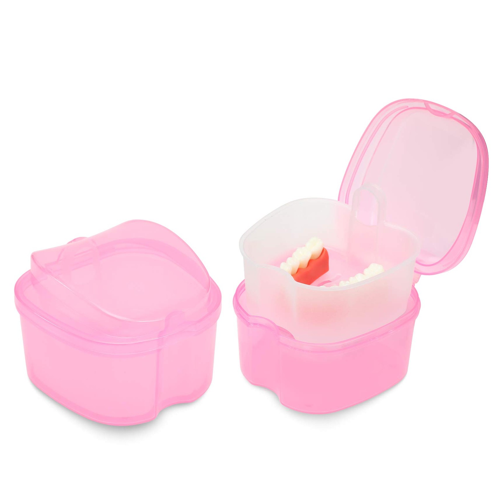 Dental Orthodontic Retainer Container 1 Count (Pack of 1), Transparent Pink