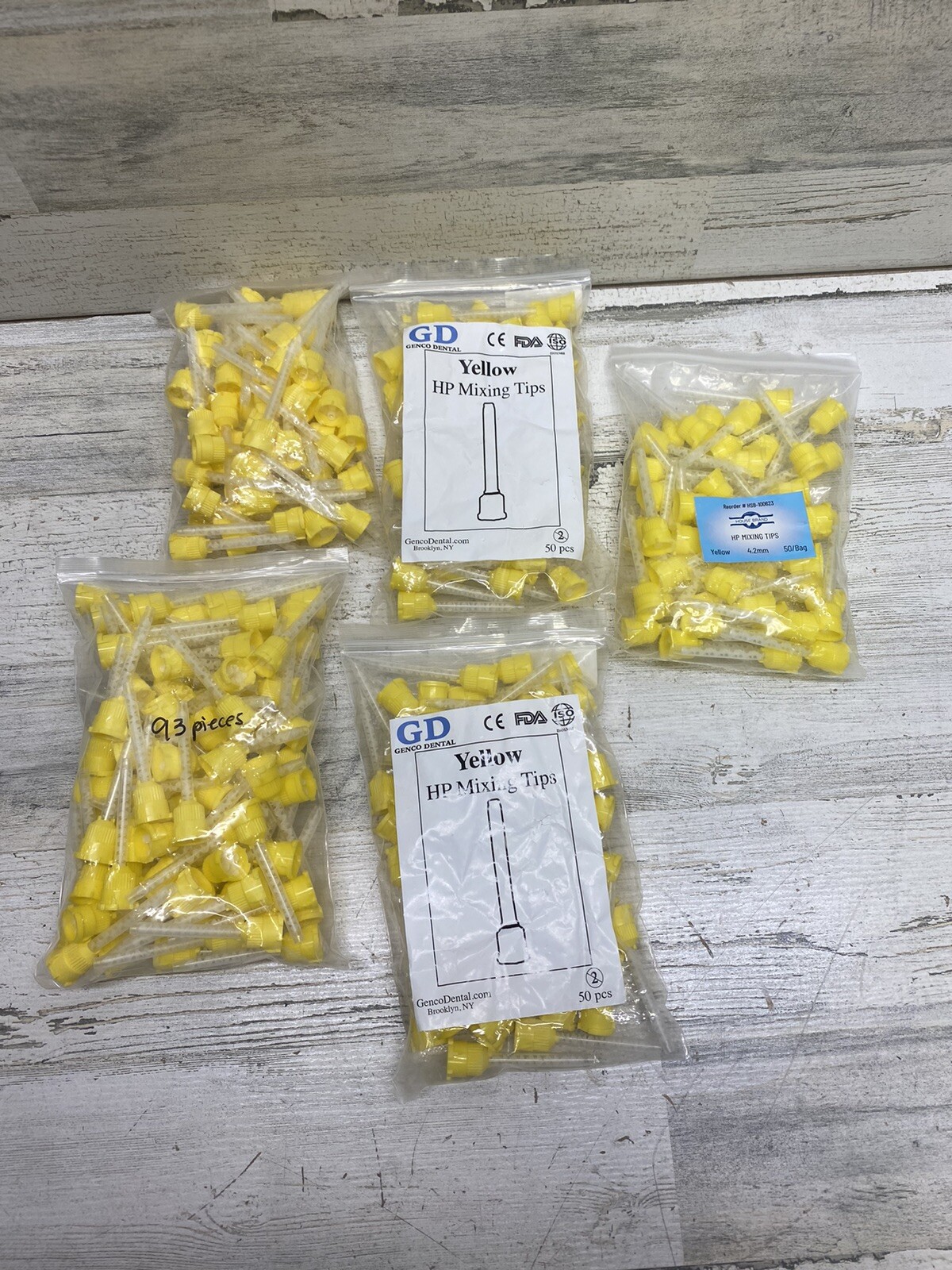 Dental Yellow HP Mixing Tips Genco Type 293 x 4.2mm Light Body 293pc Set