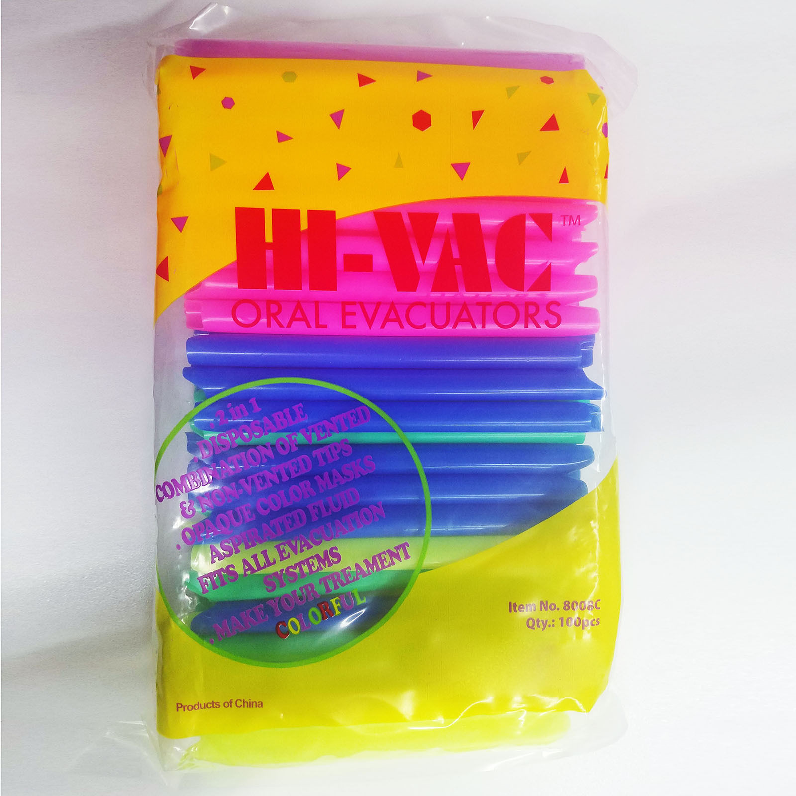 100 in a BAG HVE VENTED UNVENTED COMBO DENTAL EVACUATOR TIPS Colorful