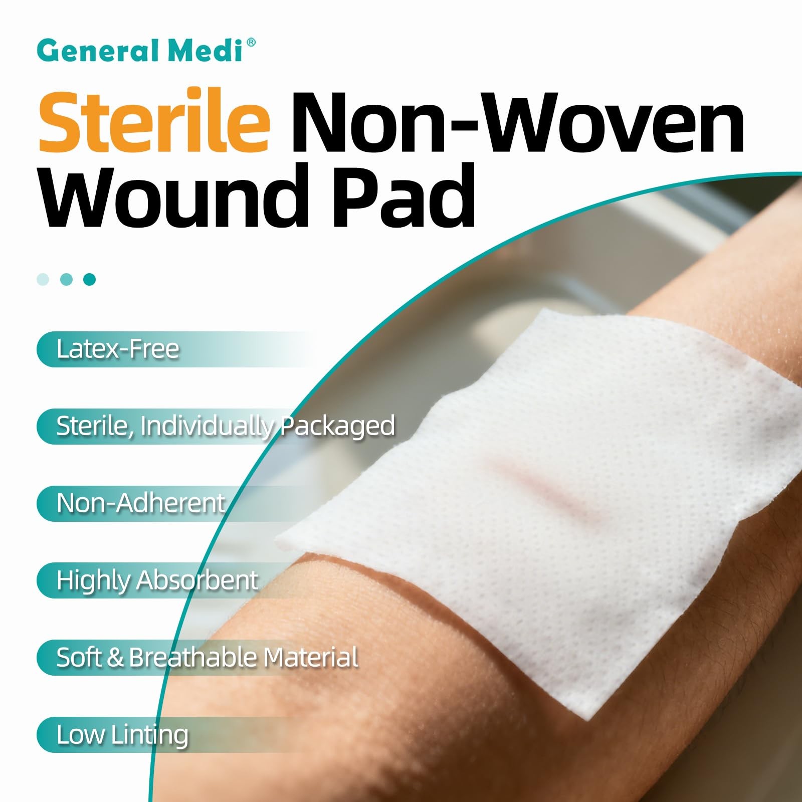 General Medi Sterile Gauze Sponges, 4″ x Non-Woven x (10 x 10 cm)