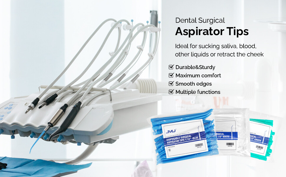 100 (4Bags) JMU Dental Aspirator Tips Surgical Suction Saliva PE 1/4″ 1/8″ 1/16″