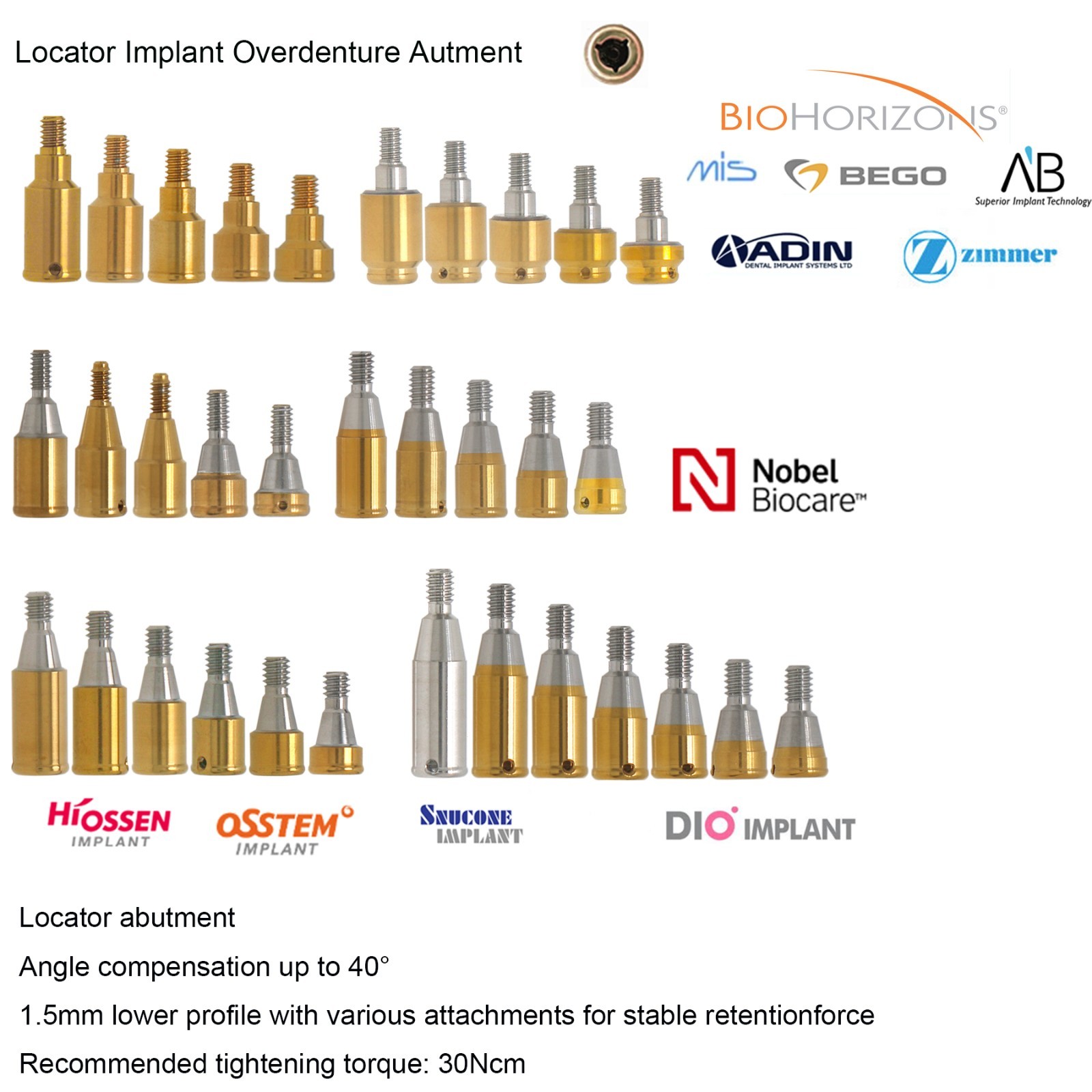 US Titanium Overdenture Locator abutment Legacy anchor Fits Major Implant SYSTE