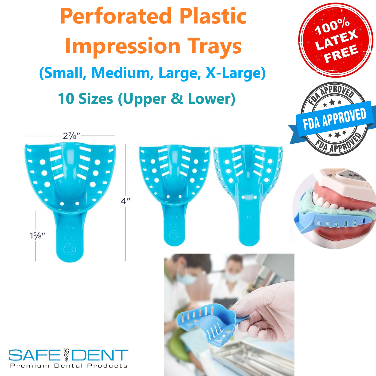 Autoclave Perforated Plastic Impression Trays (CHOOSE SIZES) – Bag of 12 Trays