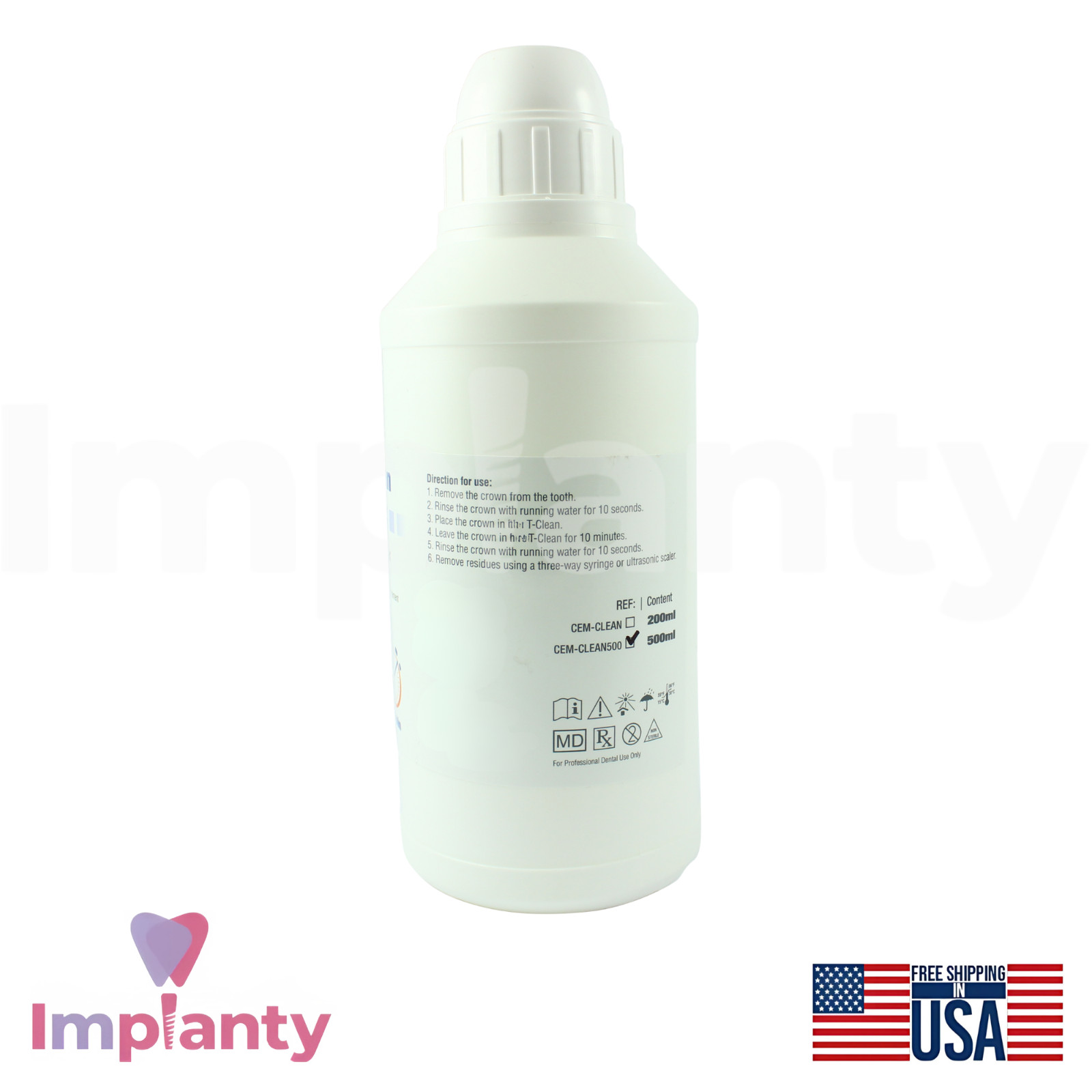 Temporary Dental Cement Cleaner T-Clean 500ml Dissolves And Removes Residue