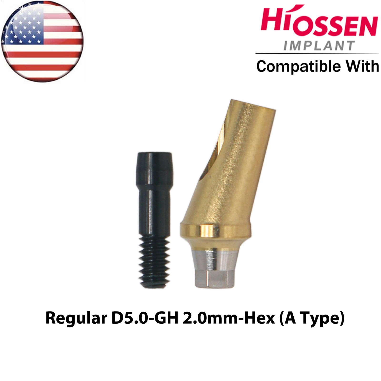 US Dental 17° Angled Anatomic Abutment Regular with Screws Fit Hiossen Osstem TS