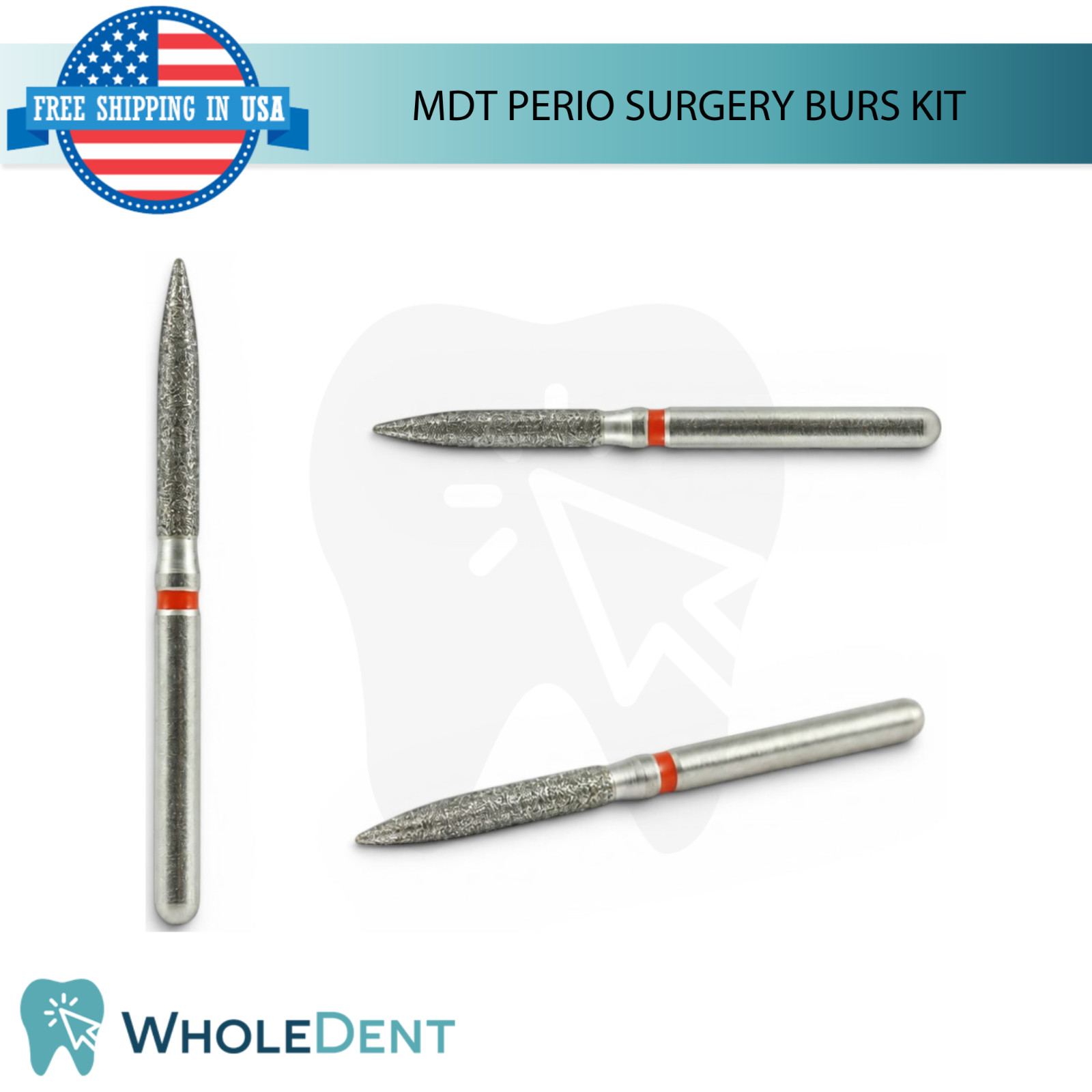 MDT Perio Dental Burs Kit 13Pc Stainless Steel Diamond Coated B0ne Shaping Tool