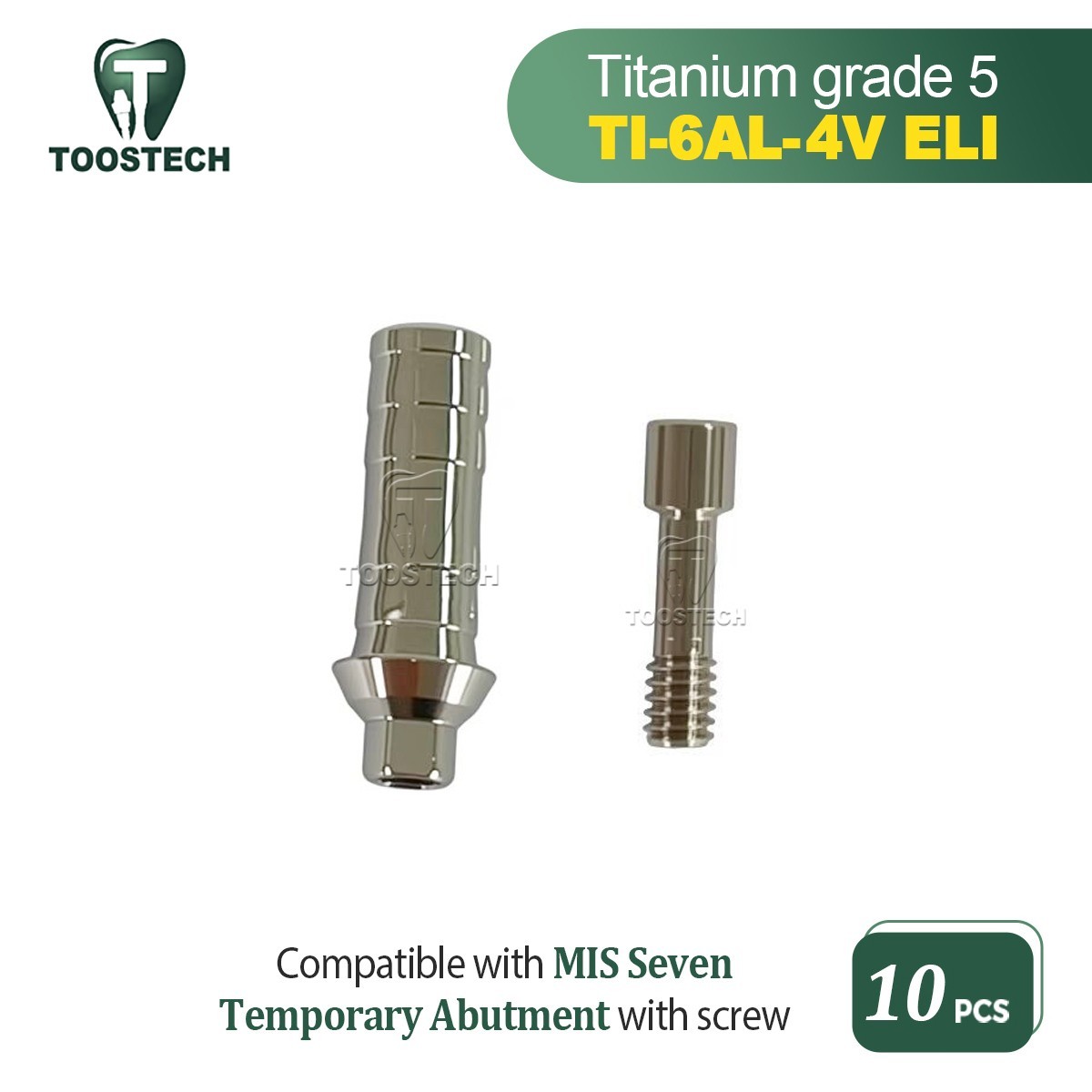 10pcs Titanium Temporary Abutment Fits to MIS Seven platform Standard D4.8mm