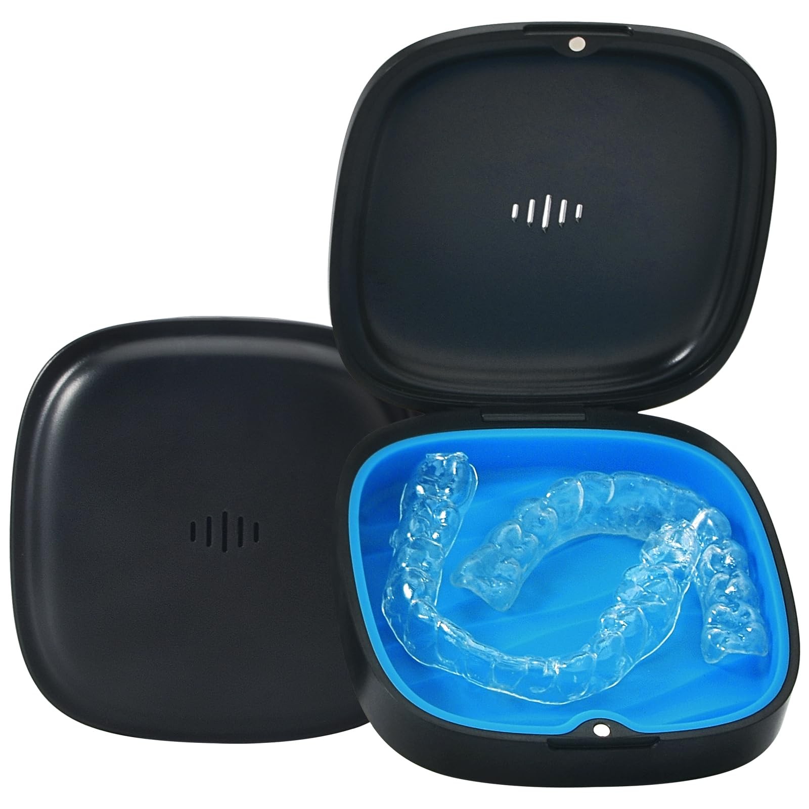 Gaboolo Retainer Case Slim Aligner 3.46×3.46×1.14 inch, 1Pack Black Blue