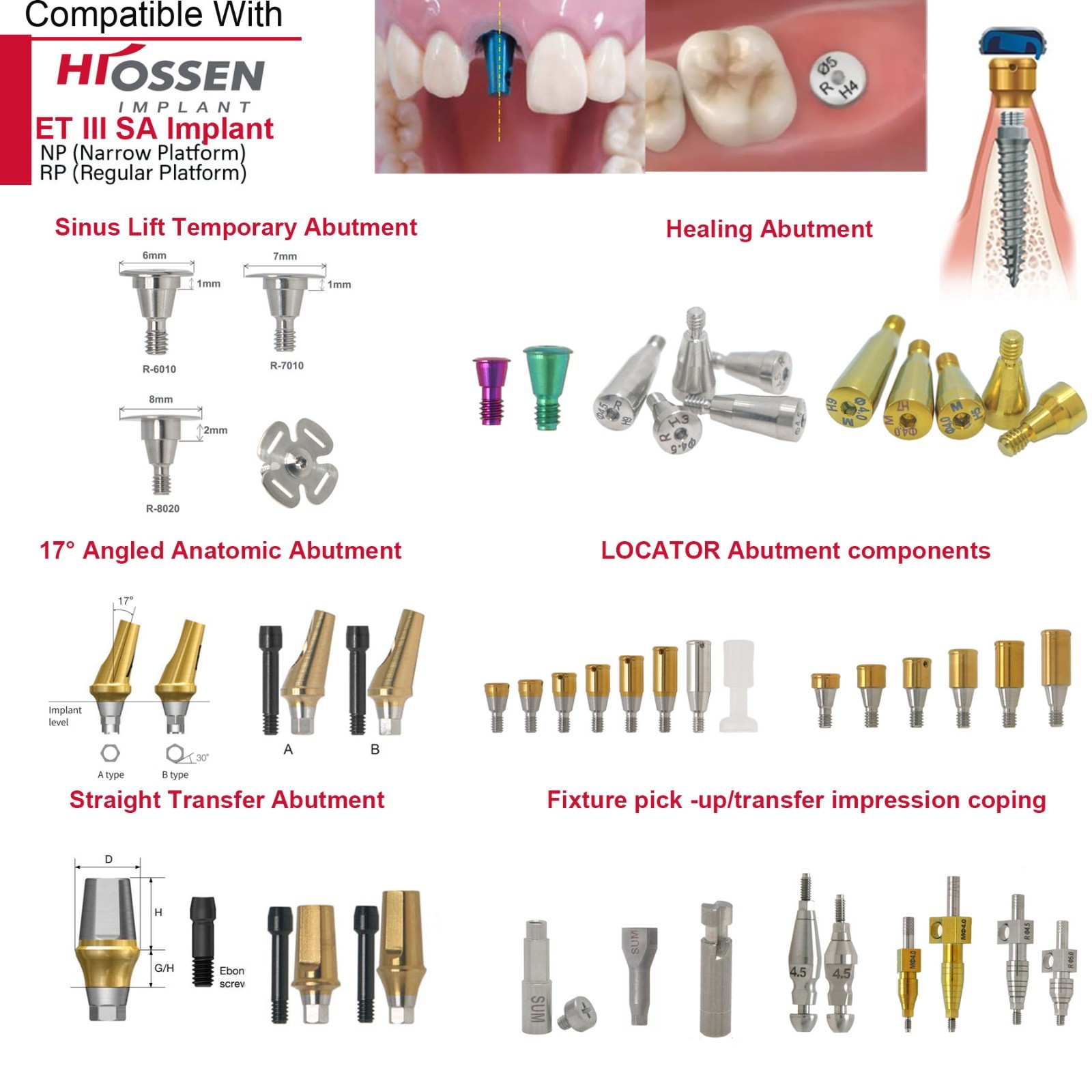OSS Fits Hiossen Healing/Locator Abutment /Lift/Angled/Transfer/ Fixture Pick-up