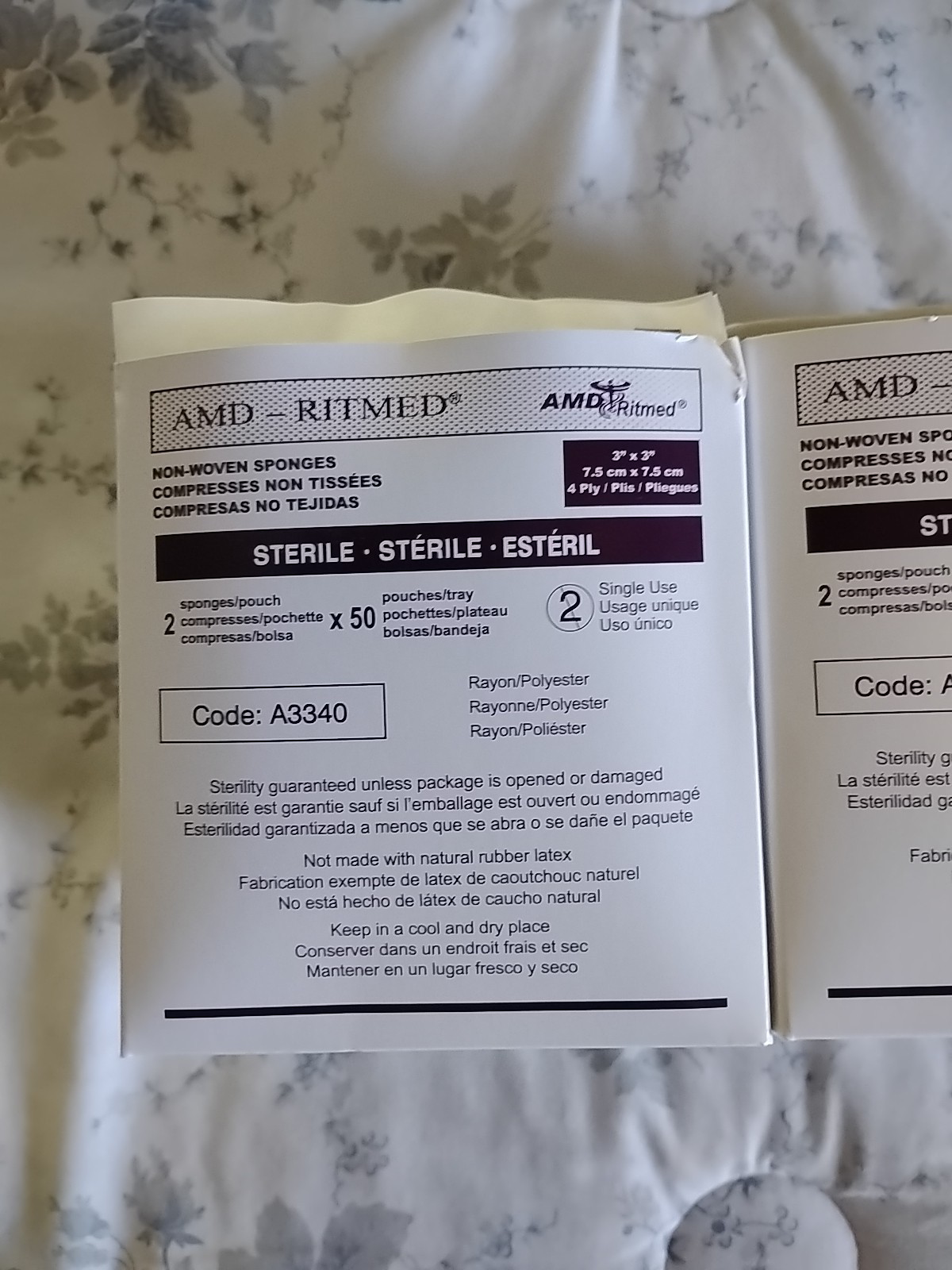 AMD RITMED Nonstick Gauze Dressing Pads, 4-Ply 2×2 Inch ( 100 sponges ) Sterile