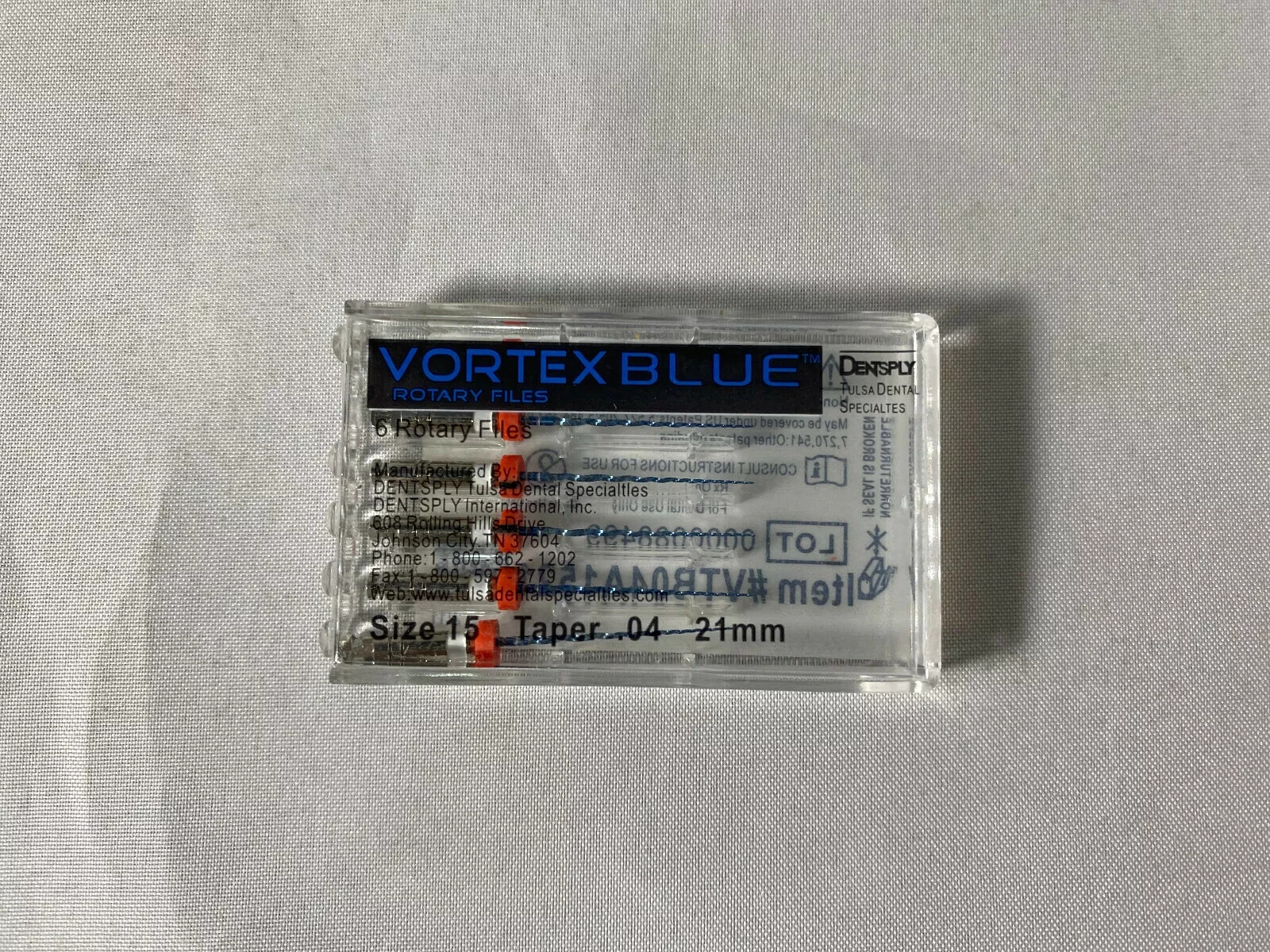 Dentsply Tulsa Dental Vortex Blue 21, 25, 30mm all Taper rotary file (120/pk)